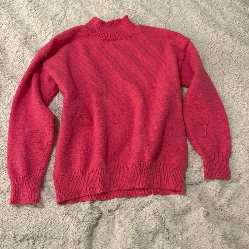 SHEIN Vibrant Pink Turtleneck Sweater